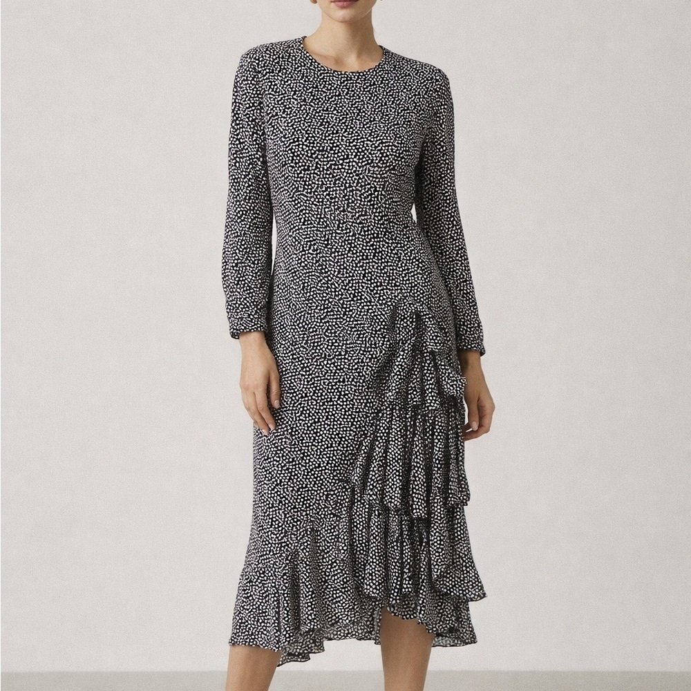 Balmain Ivoire Paris Vintage Polka Dot Ruffle Dress
